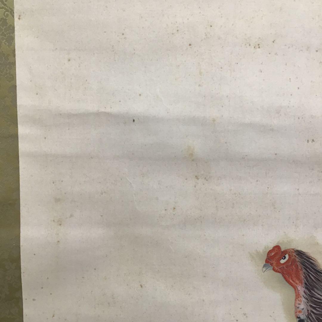 K茶道具　掛軸　「軍鶏(しゃも)」の図　川良子作　配送用桐箱　S1003KJ