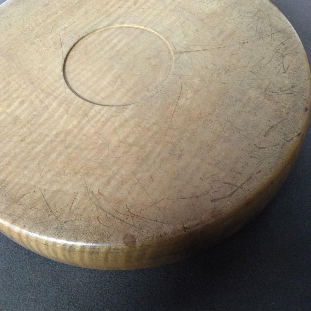 丸盆　くり抜き木工品　虎杢目