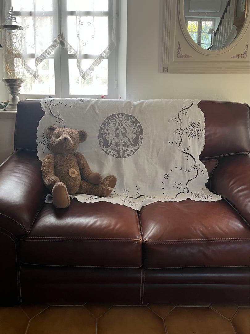 ◆フランスアンティーク｜手刺繍希少天使レースマルチクロステーブルエンジェル正方形