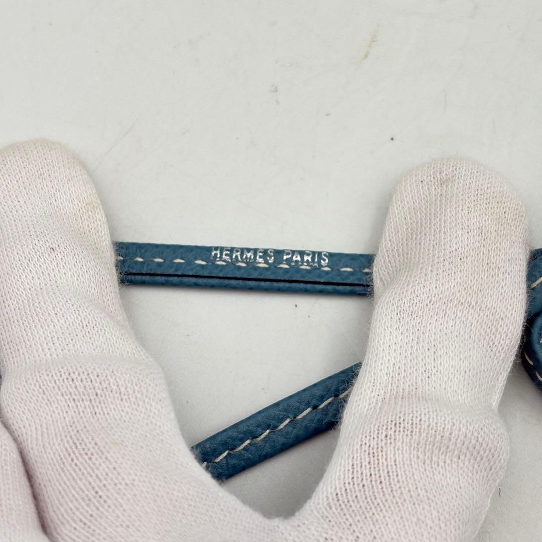 エルメス シフレ ホイッスル シルバー ブルー レザー 0724-S6543h