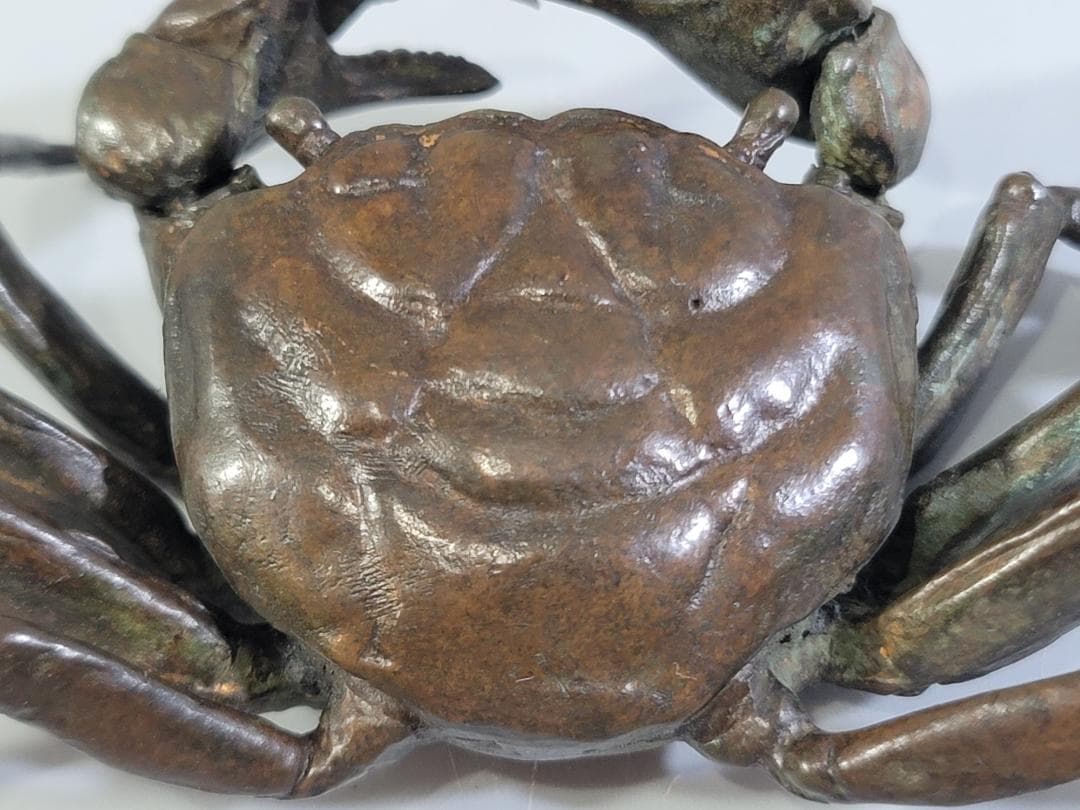 古銅 蟹 自在 盆石飾り 在銘 置物 DT613
