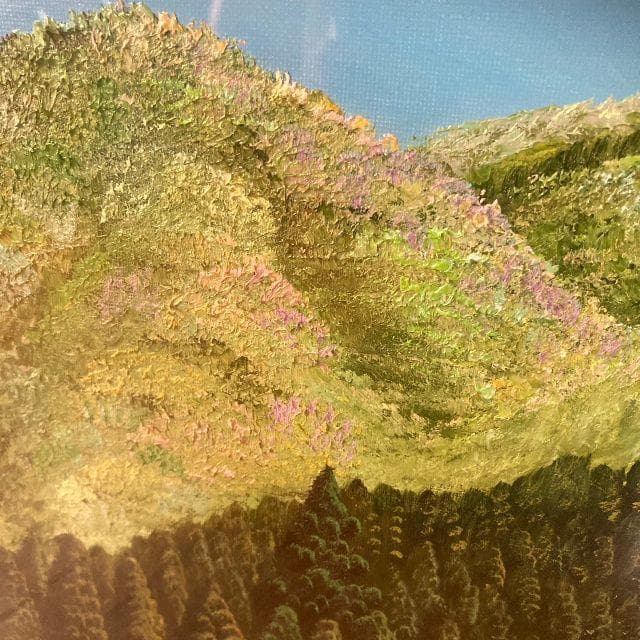 北川照生 画伯作　根尾の清流　肉筆 油彩画 15号 直筆サイン入り 大型 額装