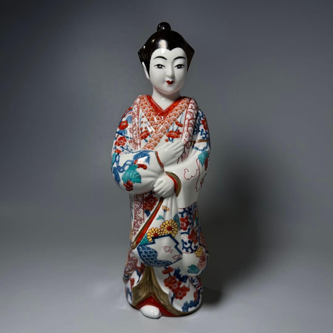 大五窯　色鍋島　古伊万里人形　高さ34cm　37cm　共箱　全手描き仕上げ