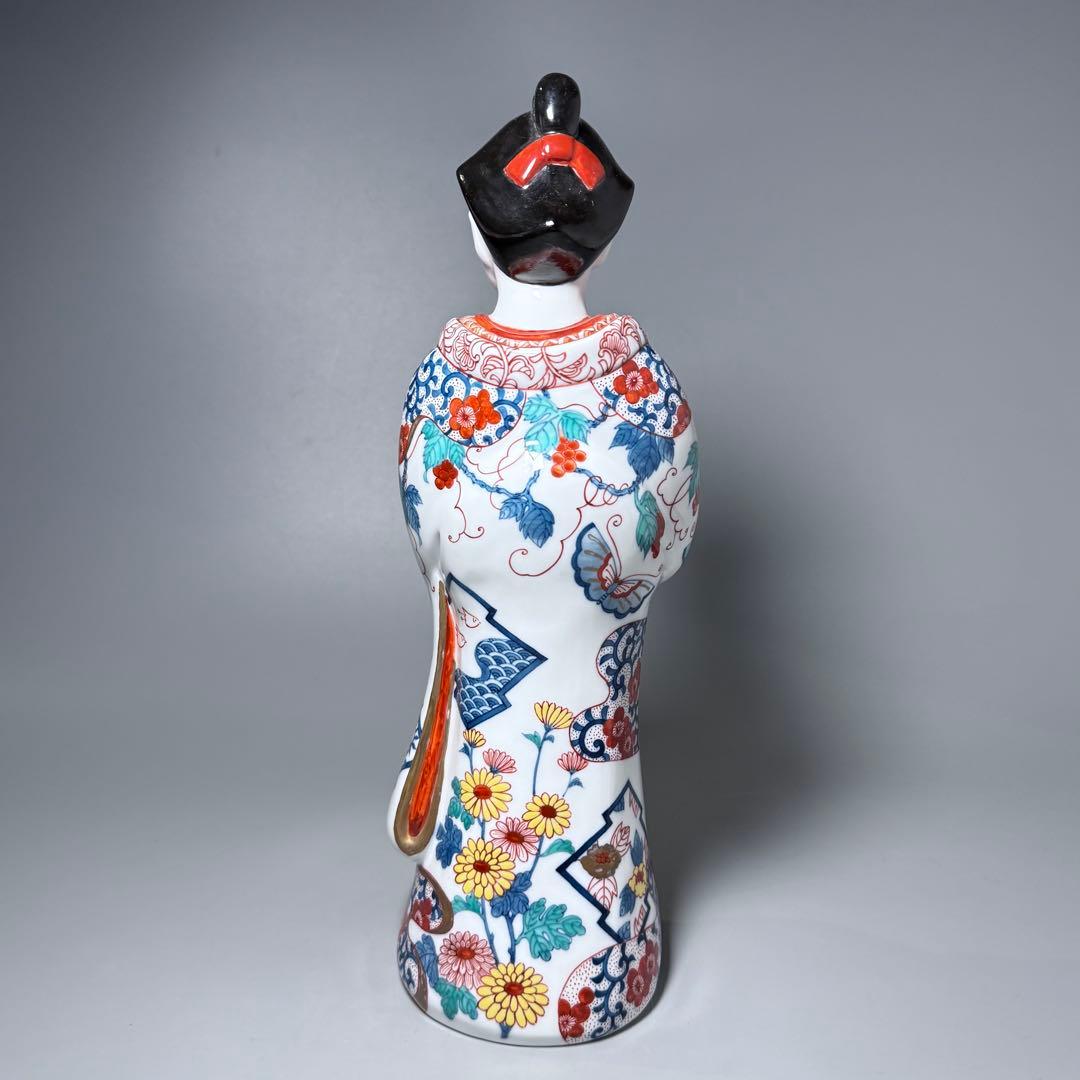 大五窯　色鍋島　古伊万里人形　高さ34cm　37cm　共箱　全手描き仕上げ