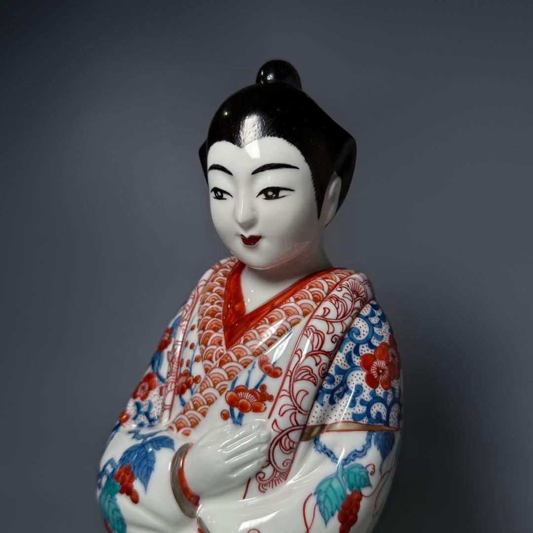 大五窯　色鍋島　古伊万里人形　高さ34cm　37cm　共箱　全手描き仕上げ
