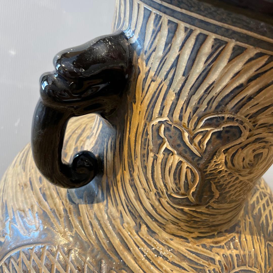 志がらき焼　飾り壺・双耳壺・花器・インテリア・大きいサイズ