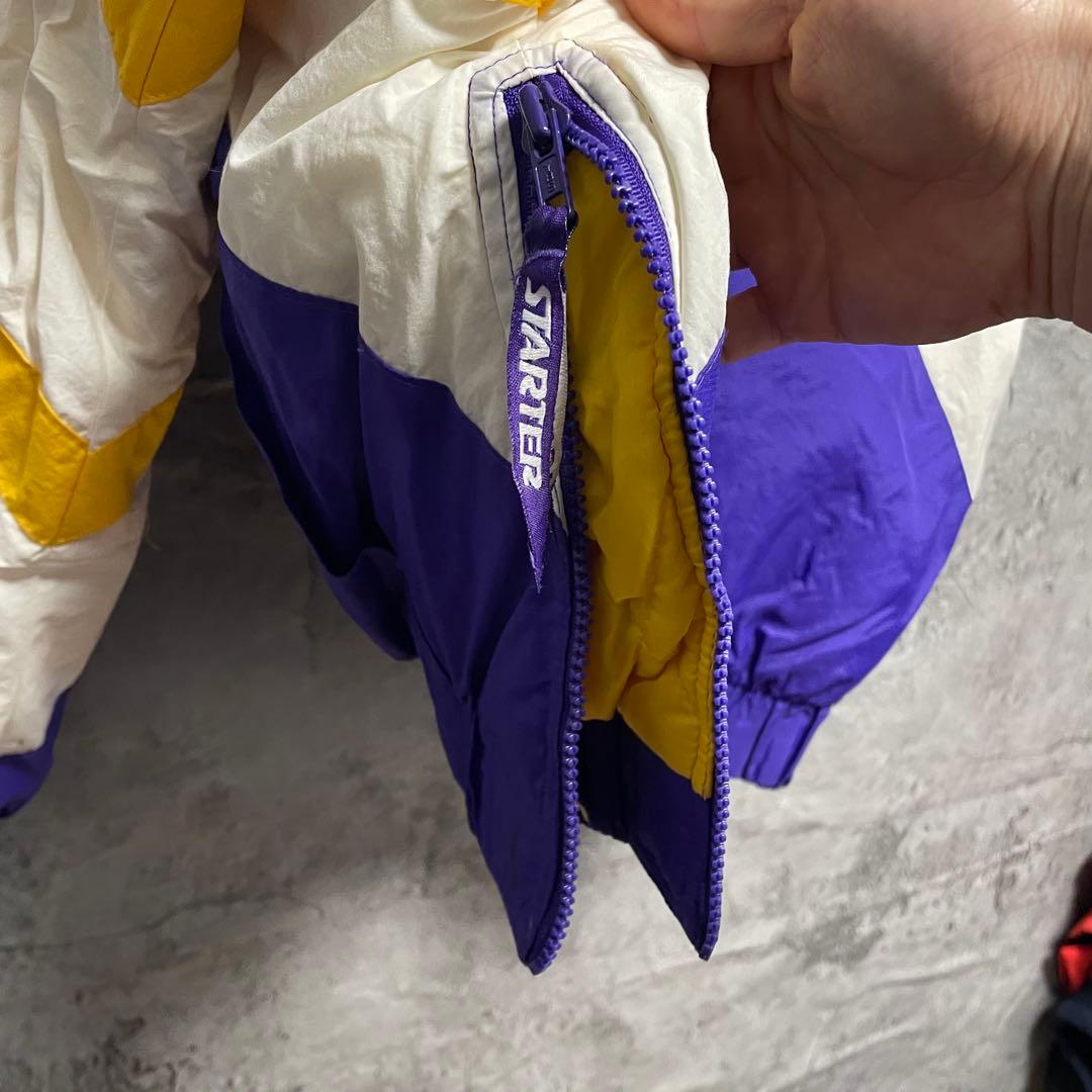 NFL VIKINGS ハーフジップ　ジャンパー　冬物　刺繍　パープル　古着　L