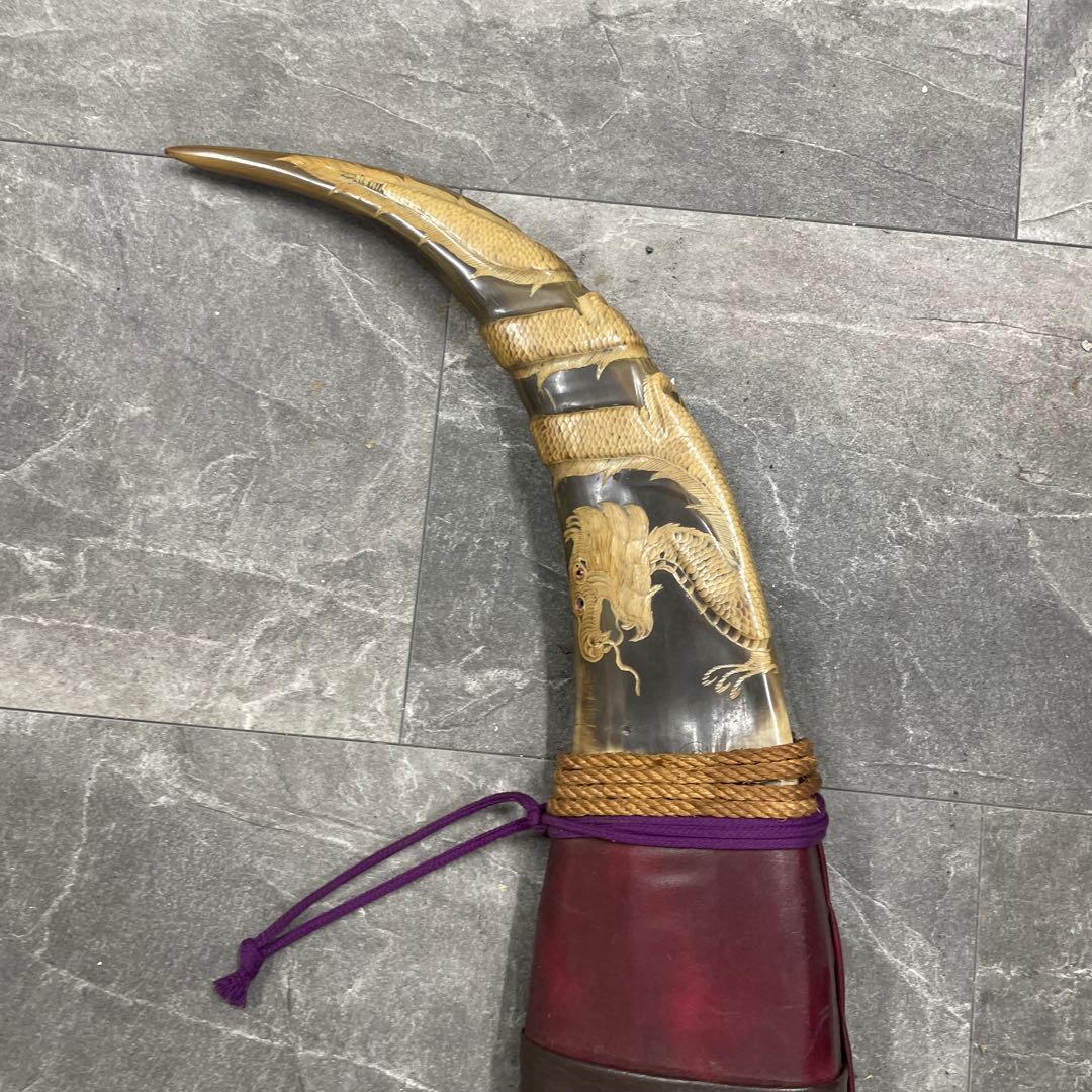 水牛の角　龍の彫刻　オシャレな彫り　インテリア　置物　希少　レア　限定価格　強者