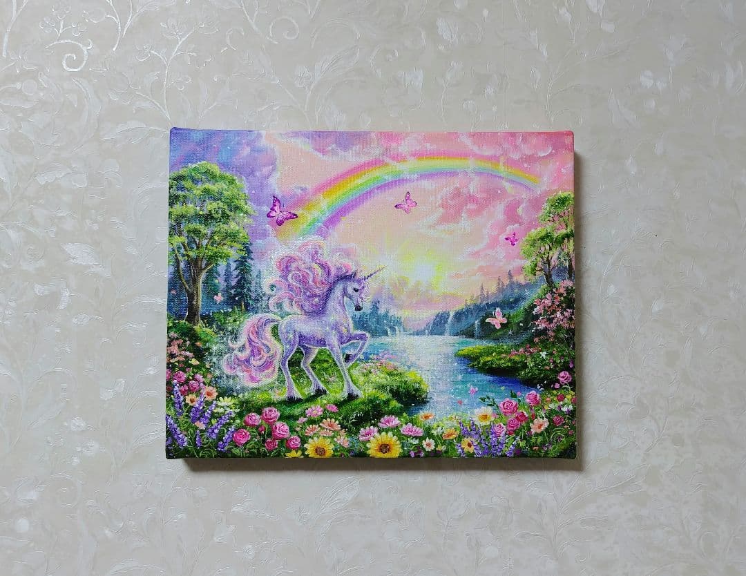 琥*ん様 【ユニコーン】アクリル画 F3 風景画 絵画