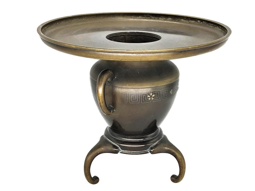 【 雷紋・和紋象嵌薄端 】　明治～昭和初期　手造彫金　鎌倉蔵出