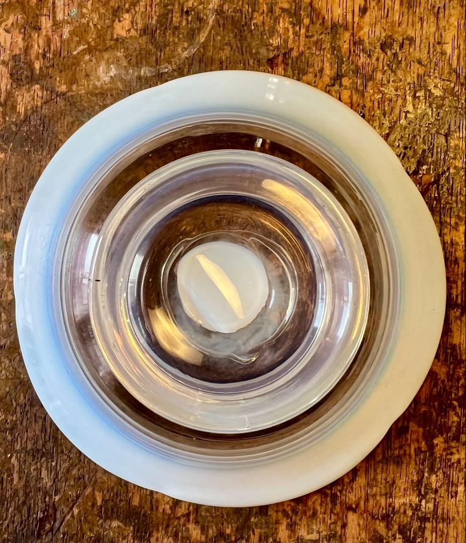 大正ロマン　乳白緑みどり氷コップ　ウランガラス　和ガラス　アンティーク　古道具