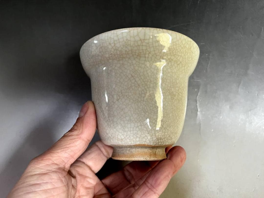 茶碗■永楽善五郎 筒茶碗 白 貫入茶碗 古京焼 お茶道具 古美術 時代物 骨董■