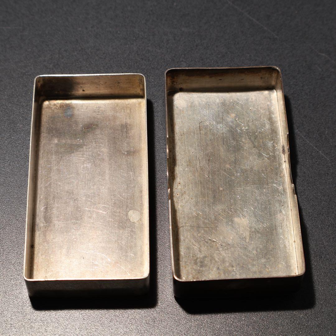 銀製　色紙文様　爪楊枝入れ　小物入れ　アンティーク　6R1481K3