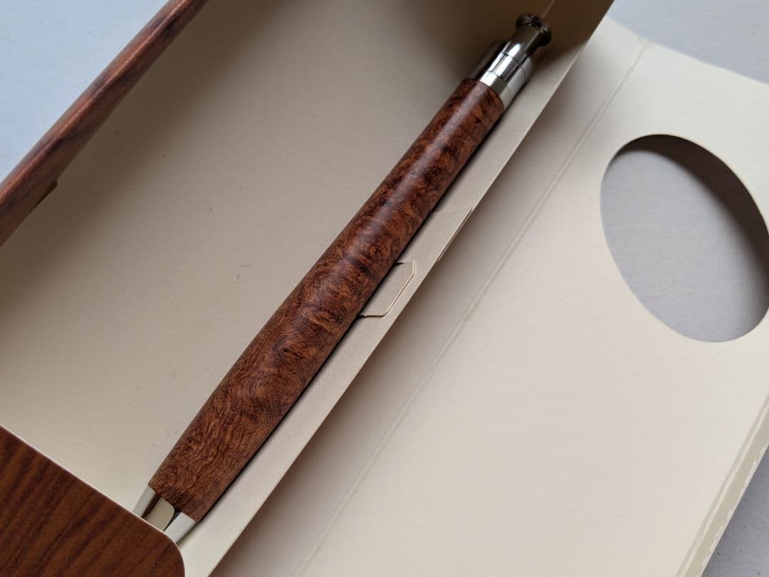 【上杢・美品】工房楔 花梨瘤 ルーチェペン ボールペン 濃赤 木軸 箱付き
