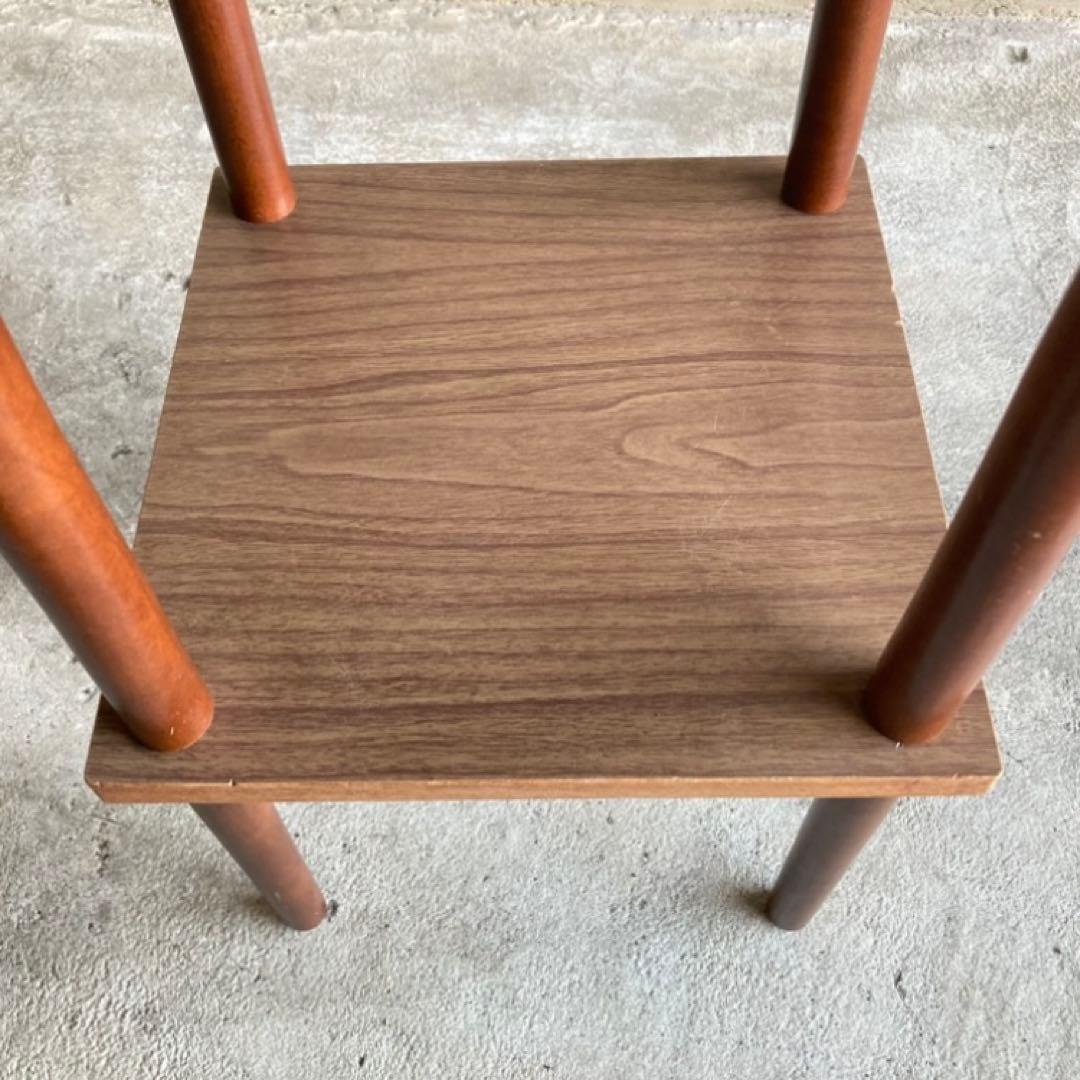 木製 ラック 飾り棚 電話台 サイドテーブル 花台 2段 木目調 昭和レトロ