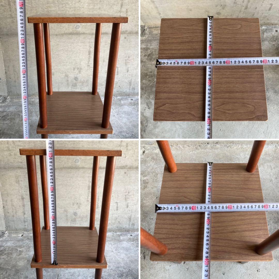 木製 ラック 飾り棚 電話台 サイドテーブル 花台 2段 木目調 昭和レトロ