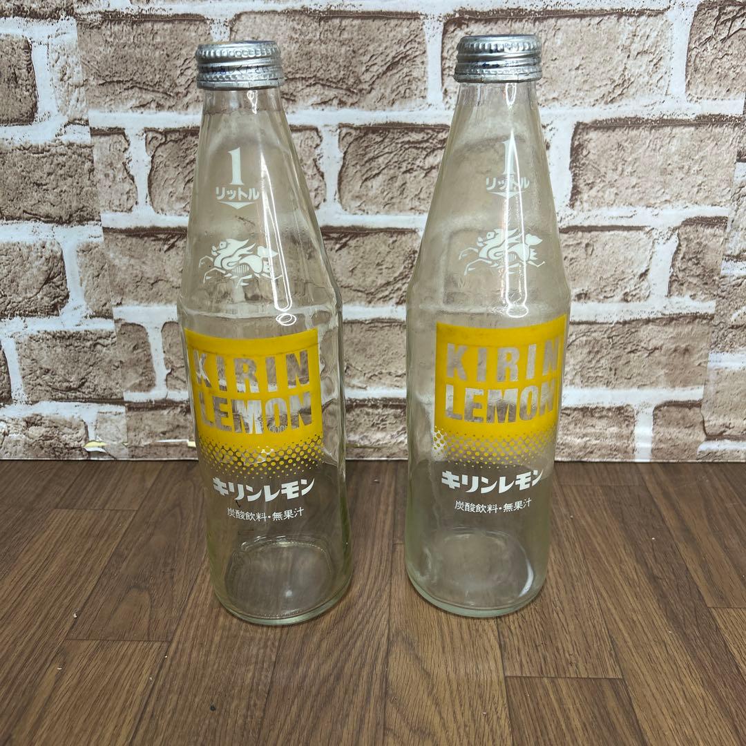 【昭和レトロ】1リットル　空瓶・キリンコンテナケース　ファンタ キリンレモン