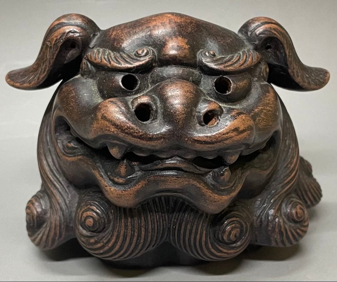 古備前　玉乗り　獅子香炉 　bg410