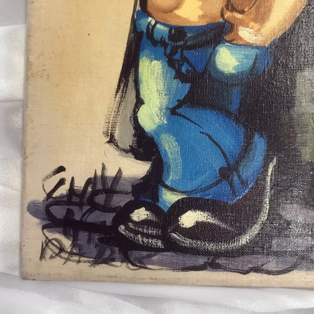 絵 女の子 男の子 作者不明 PARIS パリ 絵画 美術品 骨董品 ２枚セット