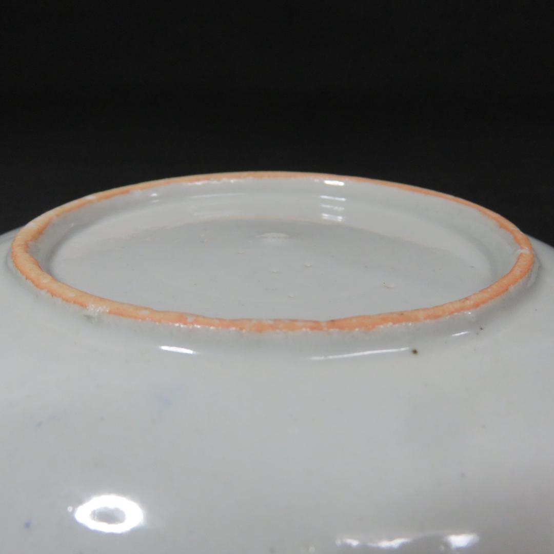 皿 中皿 4枚 印判染付 歪み 菊文様 蛸唐草 明治 大正