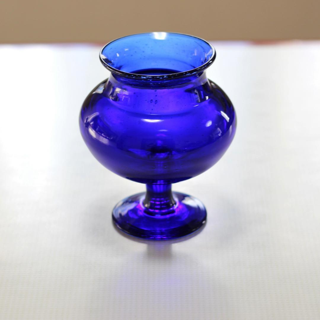 【貴重・サイン入り】エリックホグラン　Erik Hoglund　ブルー 花器花瓶