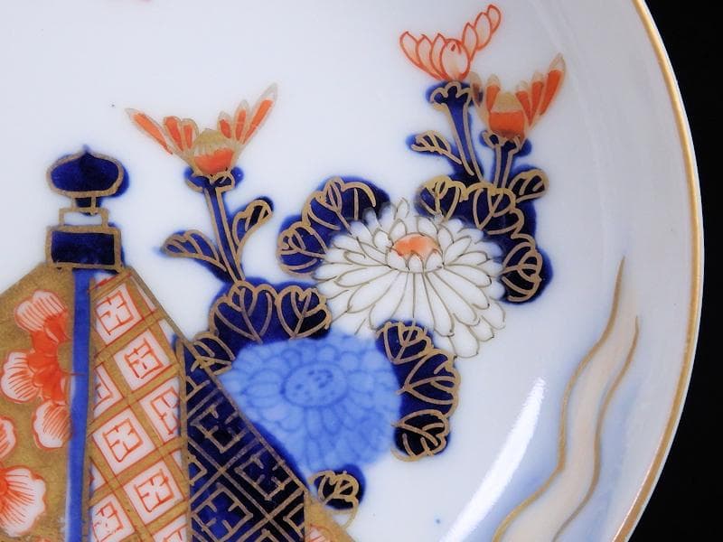 古伊万里　色絵　蝶に菊の図　４寸皿　５枚　C109AS-DAe