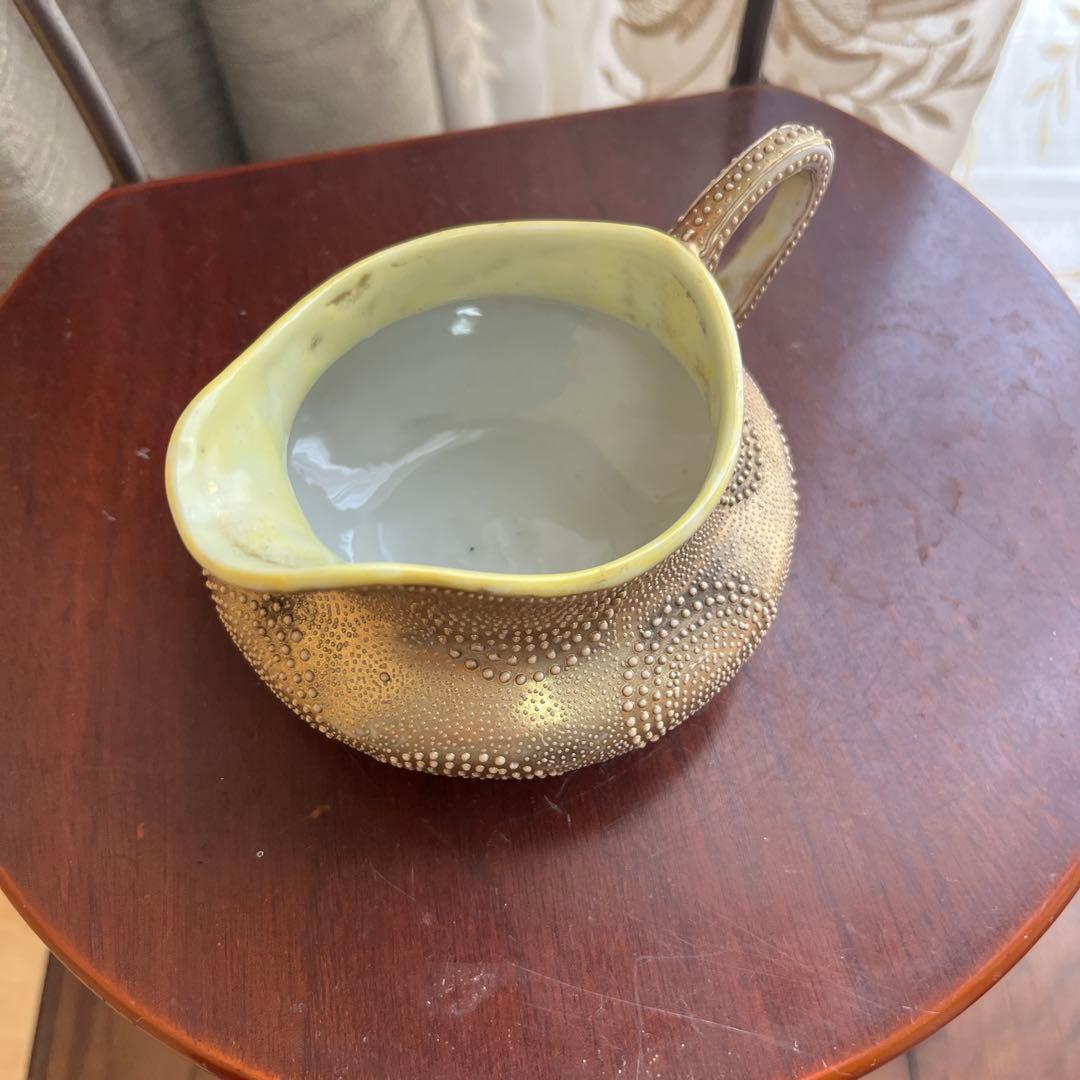 オールドノリタケ金と金点盛りのクリーマー美術品メープル印1890年代技術力の凄さ