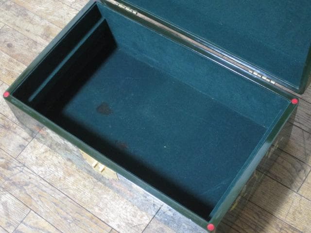 漆塗 中国美術 真鍮金具 花文様図 保管箱/宝石箱/ジュエリーケース/小物入れ