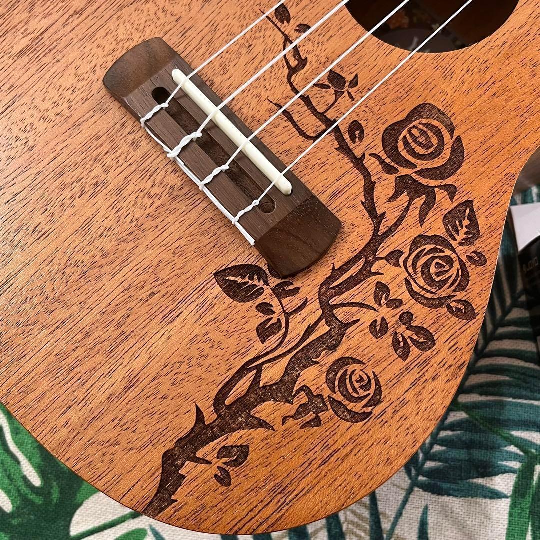 【入門セット】YAELバラ模様のコンサート・ウクレレ【ウクレレ専門店】