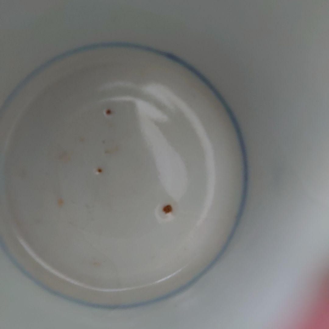 古伊万里 染付 蕎麦猪口 羊歯文 松葉柄 植物文 時代物 江戸期 未使用