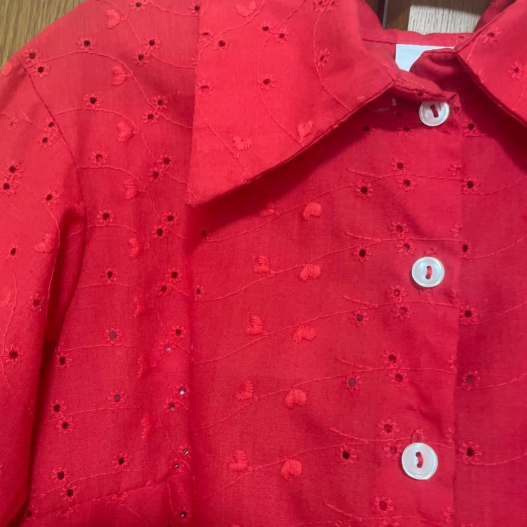 フラメンコ衣装　マーメイド　赤ブラウス七分とマーメイドファルダ　M