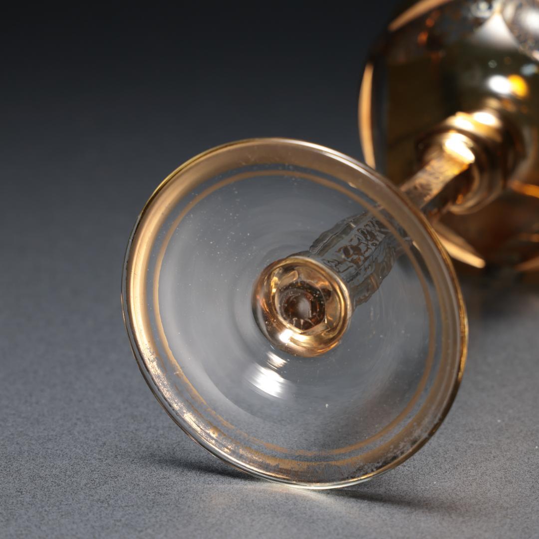 アンティークグラス　ボヘミア　金彩　琥珀色　R1289ダI