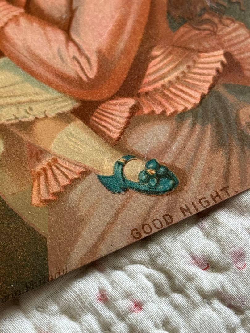 アンティーク　カード　ヴィクトリア朝時代大型クロモリトグラフフランスアンティーク