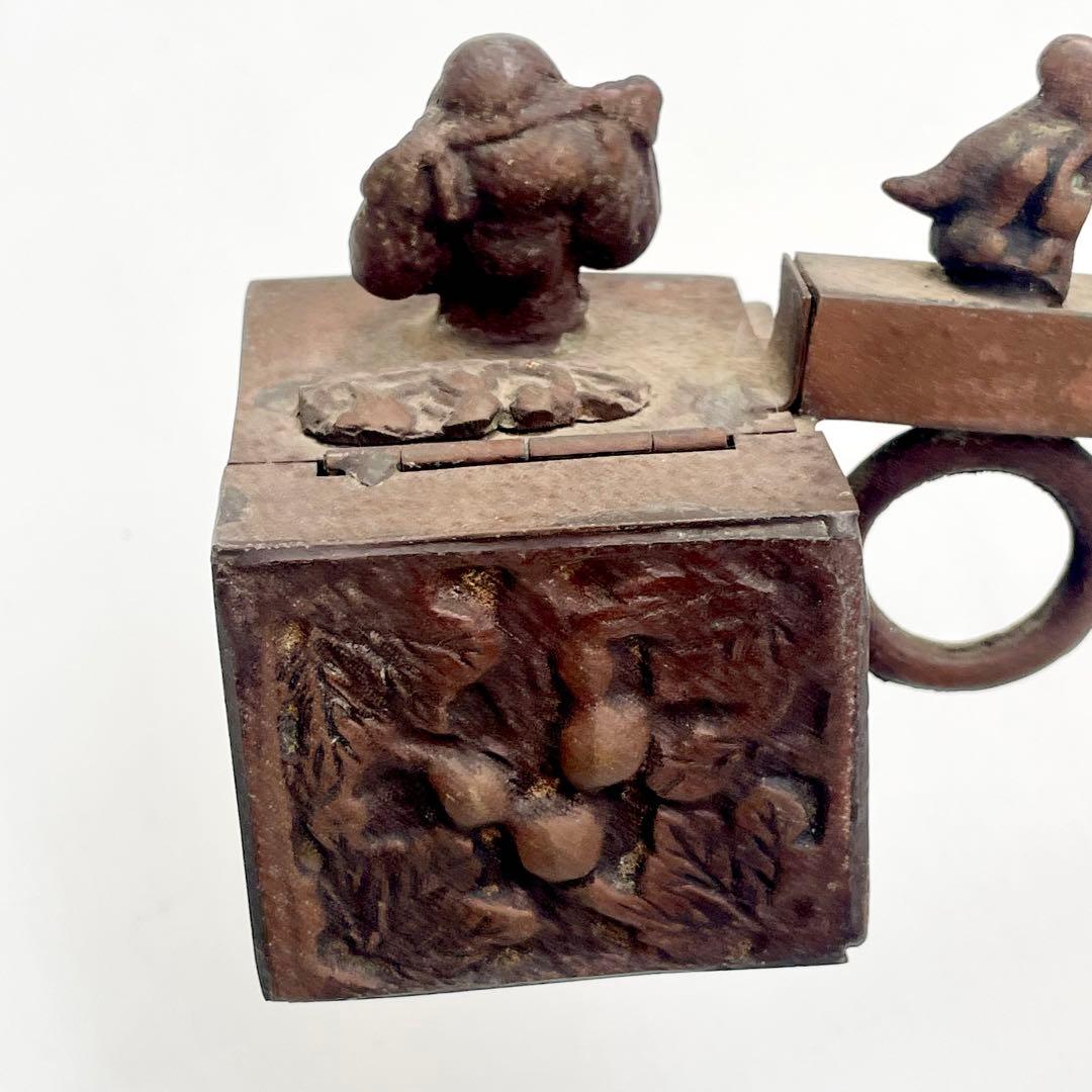 銅製 矢立 筆記具 布袋 アンティーク 骨董 大きいサイズ