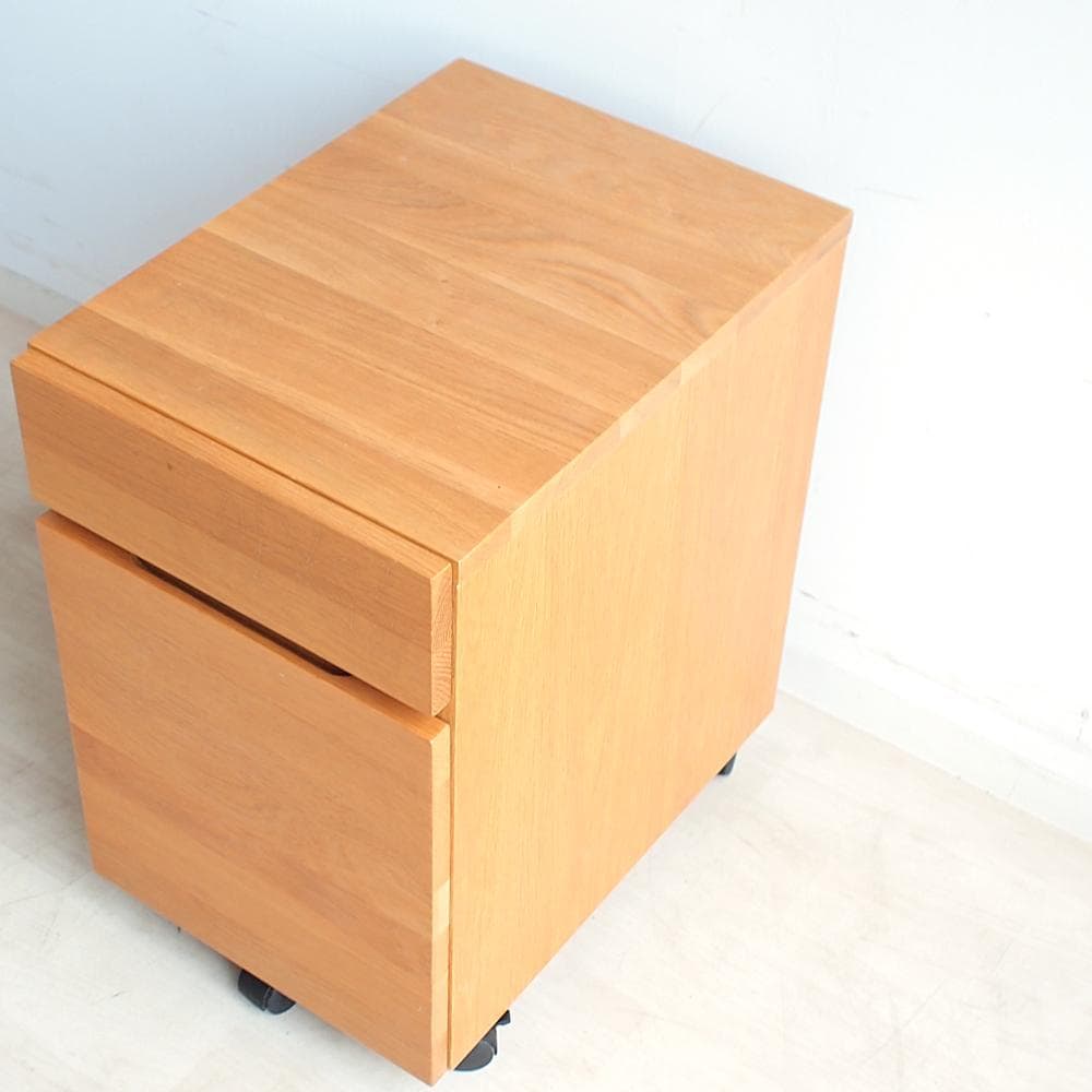 無印良品/MUJI オーク材 デスクワゴン 引出 ナチュラル ZR24069