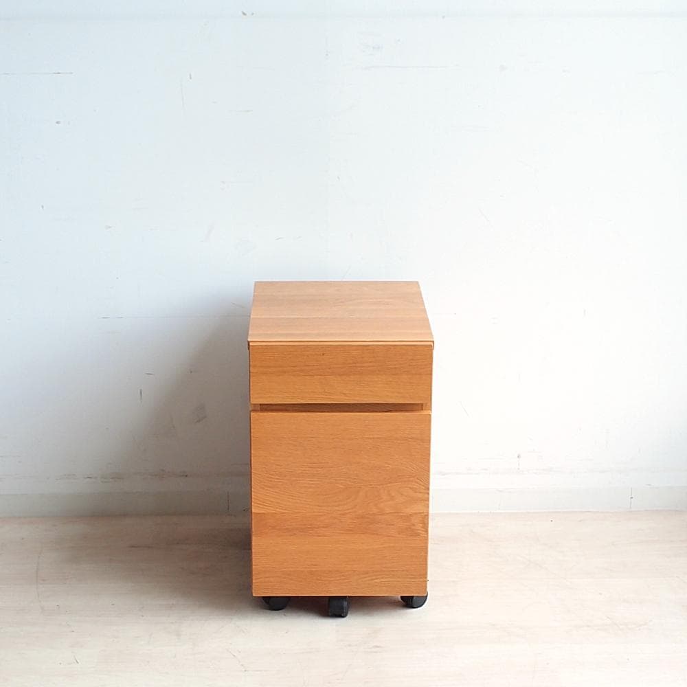 無印良品/MUJI オーク材 デスクワゴン 引出 ナチュラル ZR24069