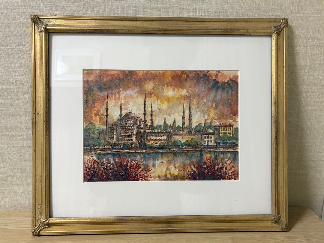 タンクット・ビルゲ作「ブルーモスク」　原画　水彩画