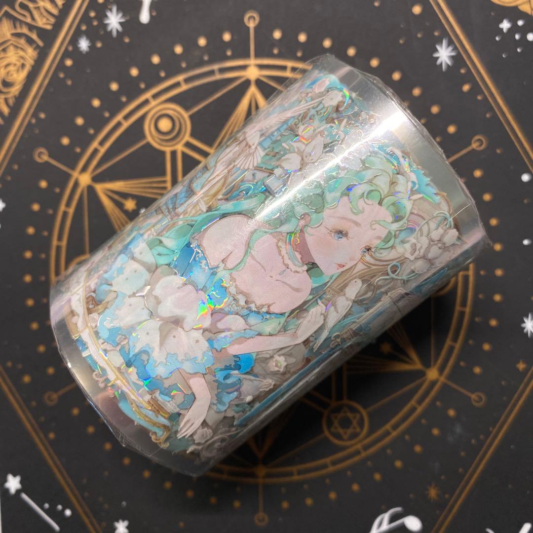 【E】海外　10m巻　貝殻光マスキングテープ　人物系/動物装飾系