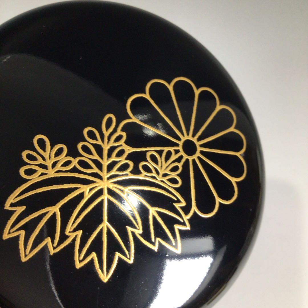 Ｐ７２０　棗　『円後渓石作』『黒漆塗』『菊桐蒔絵』『大棗』　共箱　茶道具