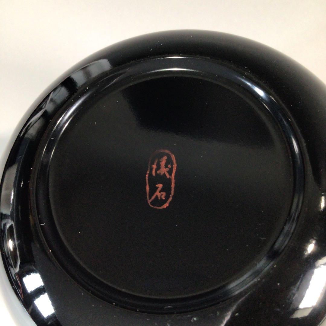 Ｐ７２０　棗　『円後渓石作』『黒漆塗』『菊桐蒔絵』『大棗』　共箱　茶道具