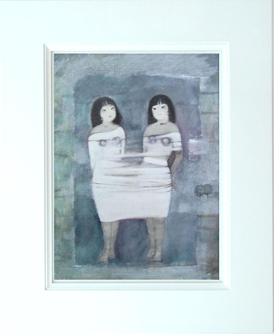 油絵 菅家令子 絵 絵画 インテリア 額付(黒) F6-102023 人物女性像