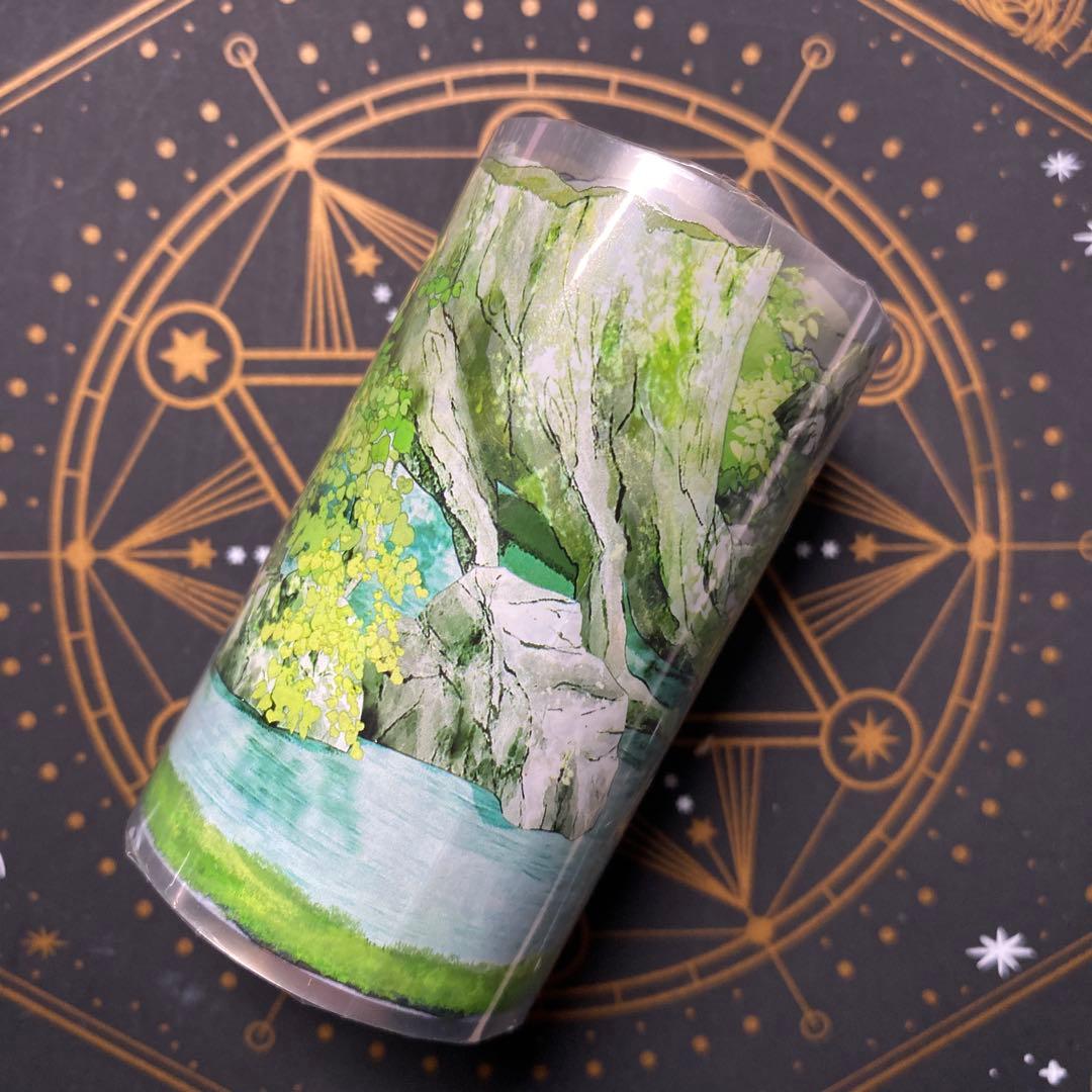 【9341】海外　マステ　5m巻　PETマスキングテープ仏像　石　滝　自然装飾系