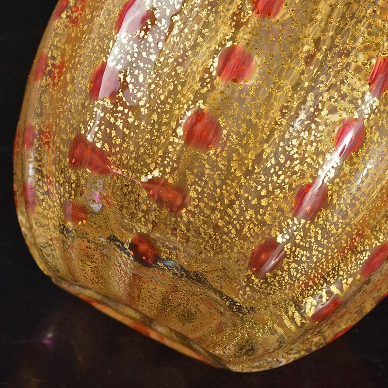 工芸ガラス　金彩　徳利　在銘　箱付　V　R6571