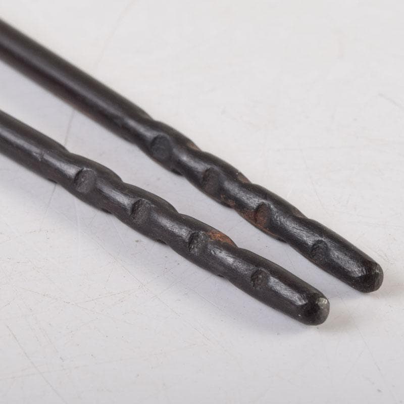 茶道具　寺西宗山作　古鉄　象嵌火箸　共箱　V　9202