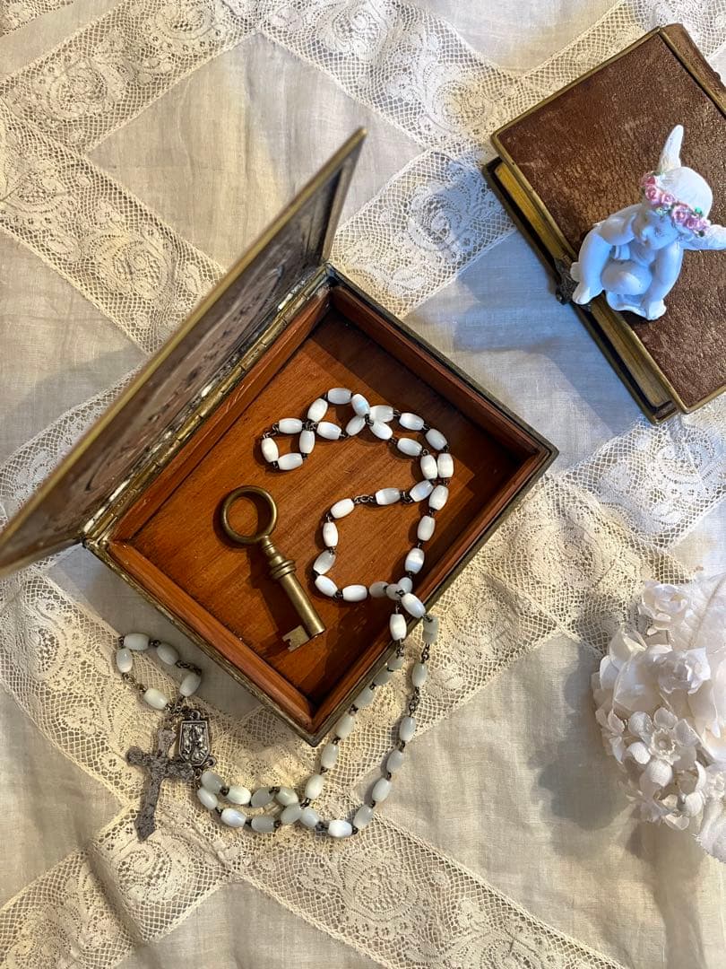 ◆フランスアンティーク｜ブロンズ真鍮エンジェル彫刻ジュエリーボックス小物入れ小箱