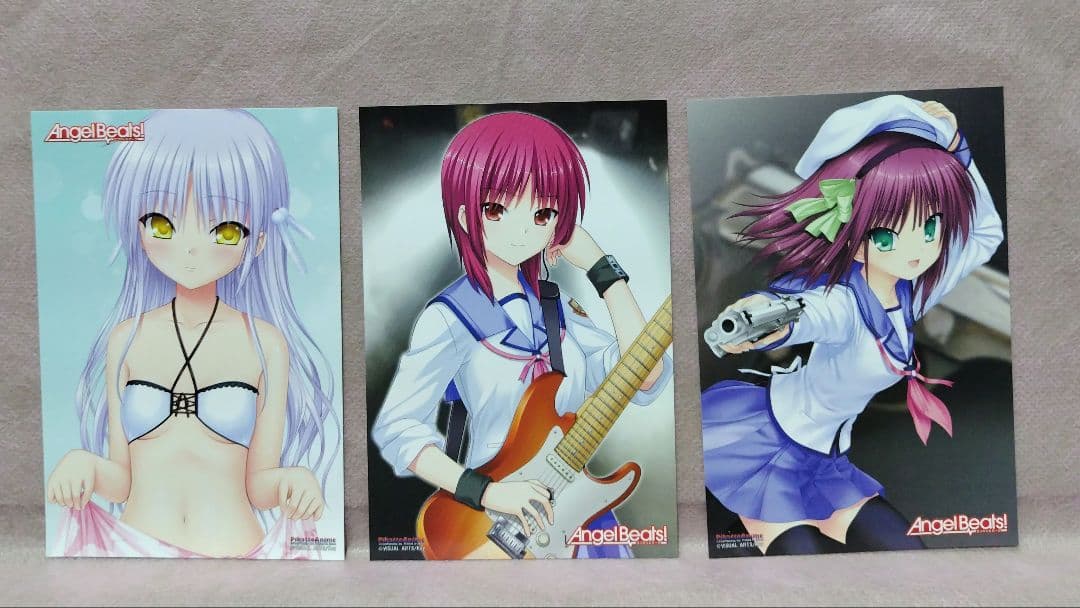 エンジェルビーツセット　イラストボード 色紙 ポストカード 缶バッチ