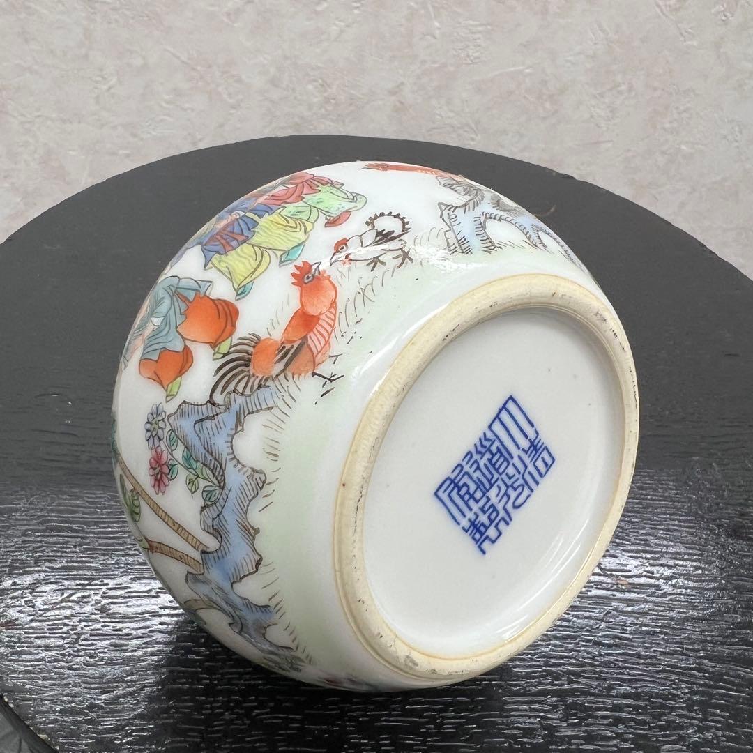 中国清朝人物紋長頸瓶骨董　唐物　アンティーク古美術品骨董　景徳鎮陶磁器青磁　江戸