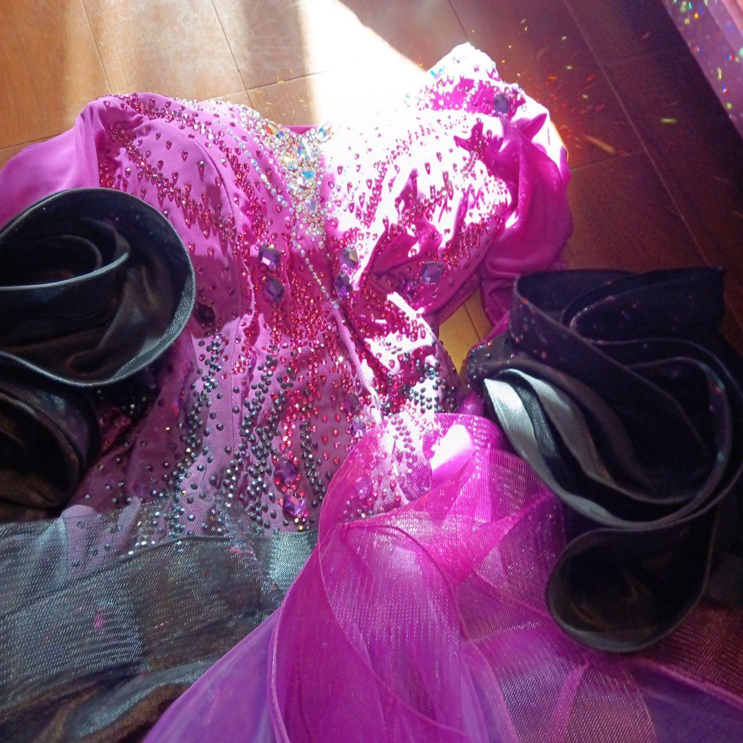 社交ダンススタンダードドレス （M〜Ｌサイズ）ピンクと黒グラデーション