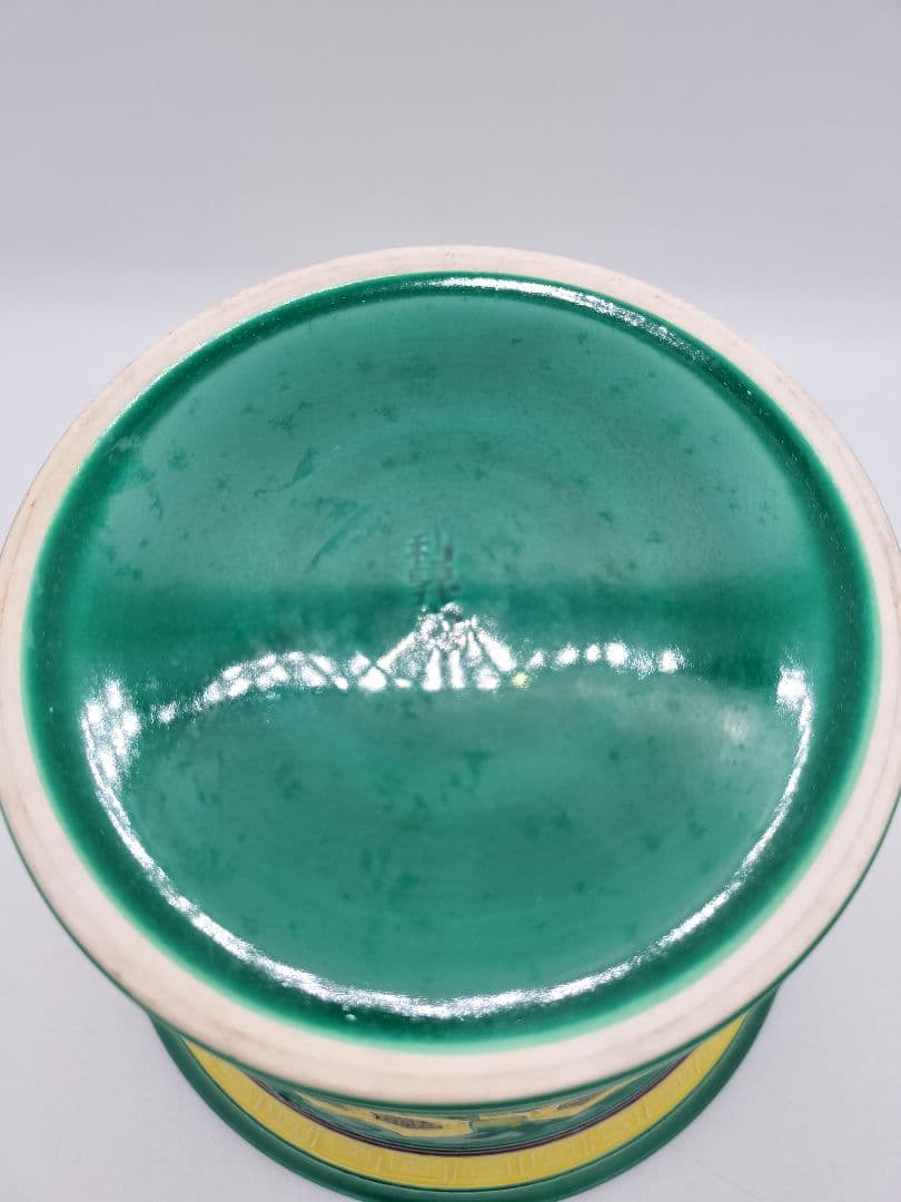 c529 【新品・未使用】水指 緑文趾 出羽亀甲 利昇窯 茶道具 即全