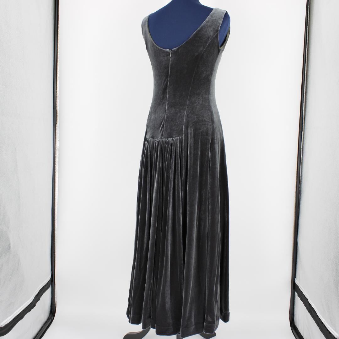 【フラダンス用衣装 極美品】チャコールグレー ベロア生地 ワンピース ドレス